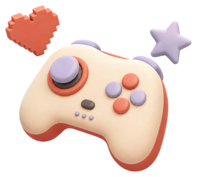 The Create a game card's illustration on Home: a game controller with a heart and a star.
